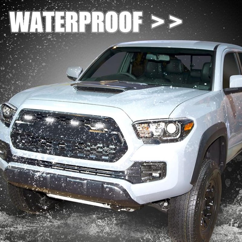 mingjue LED Grill Lights for 2016-2022 Aftermarket Toyota Tacoma TRD PRO Grille with Harness & Fuse(White light with black housing) - Image 3
